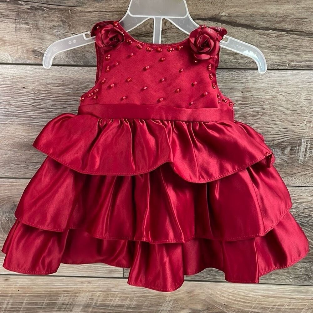 CINDERELLA Girls Baby Christmas Holiday 2 piece Red Dress with Bloomers Size 6M